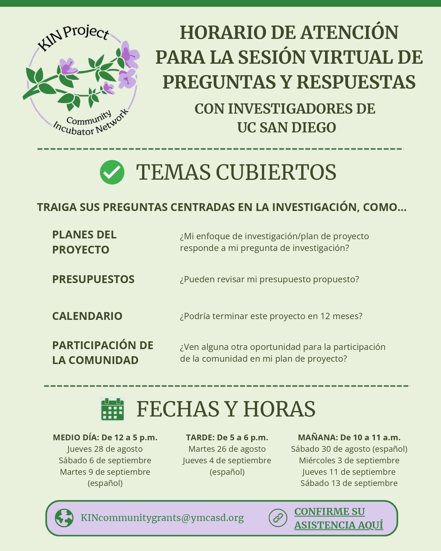 Sesiones de apoyo para solicitantes