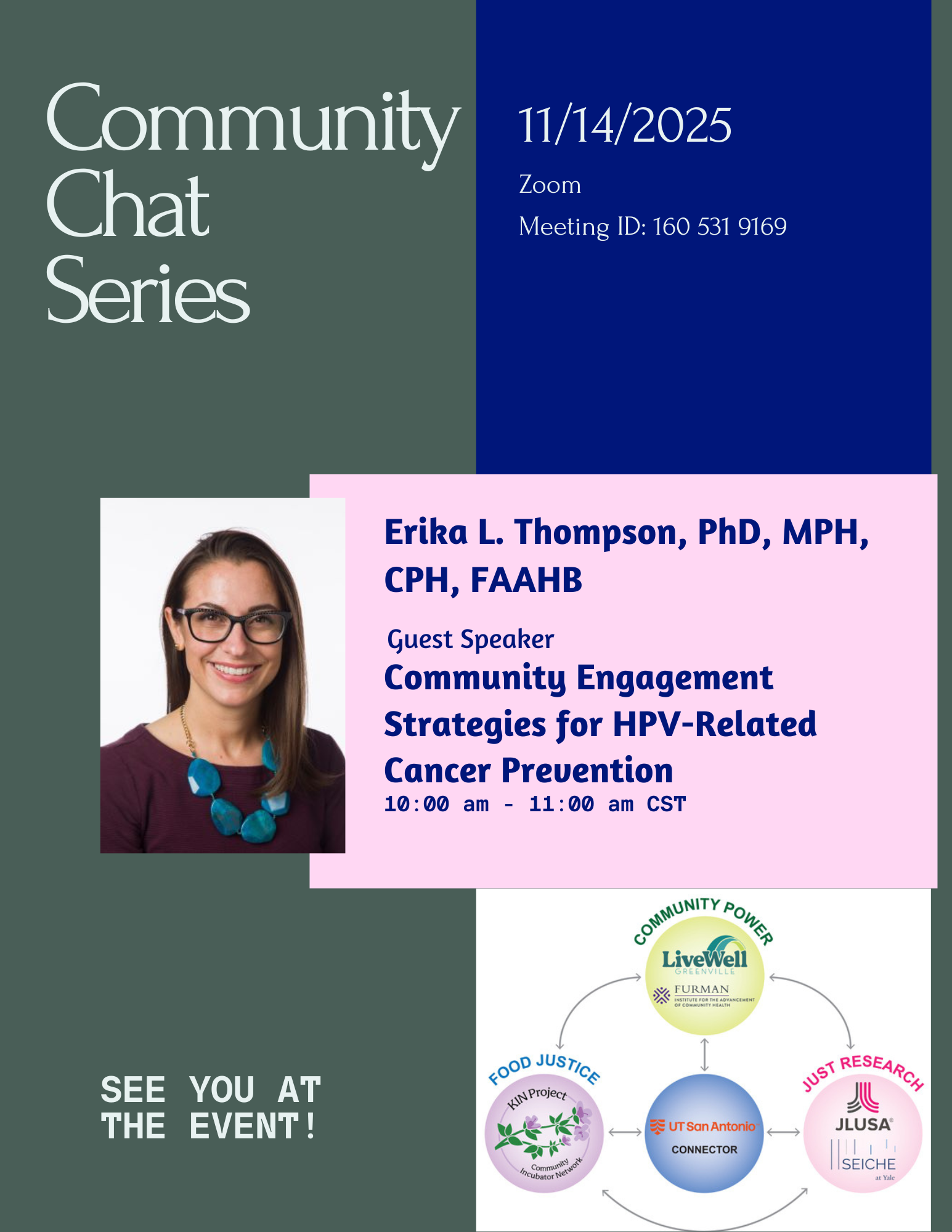 November Community Chat Series- Erika Thompson, PhD, MPH, CPH, FAAHB